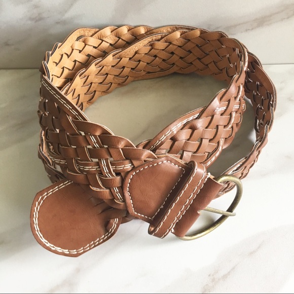 Accessories - Braided Thick Brown Faux Leather Belt